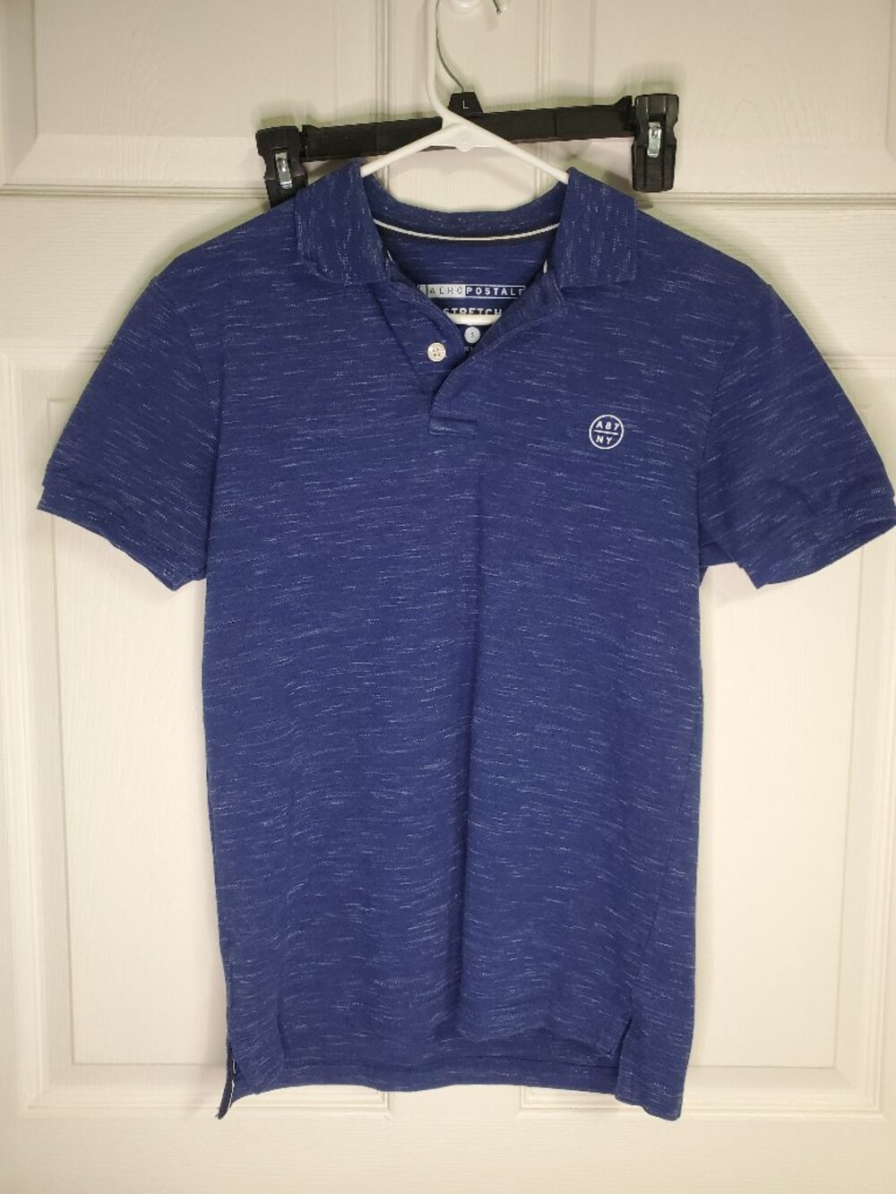 Aeropostale Polo Shirt A87 Logo Impact Men’s Size S Blue Casual Pull Over Shirt